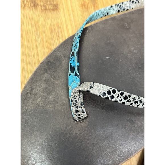 Reef Snakeskin Flip Flop Thong Sandal Womens 11 brown leather - Picture 4 of 6